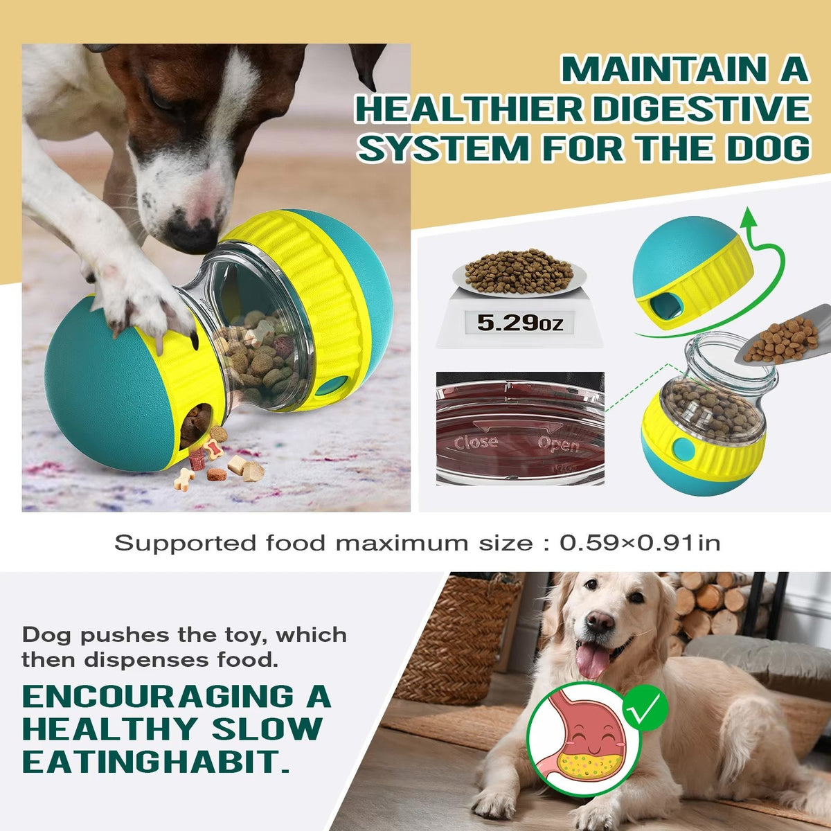 Oval Slow Feeder & Treat Dispenser Toy for Dogs & Cats