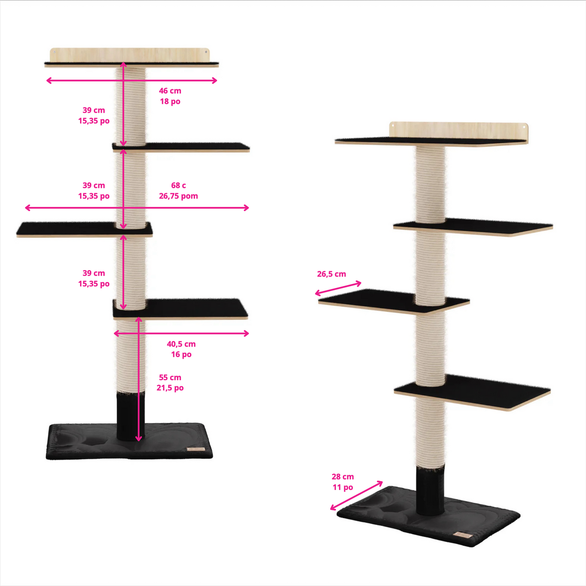 72 inches Wall Mounted Cat Tower - Perfect for small spaces