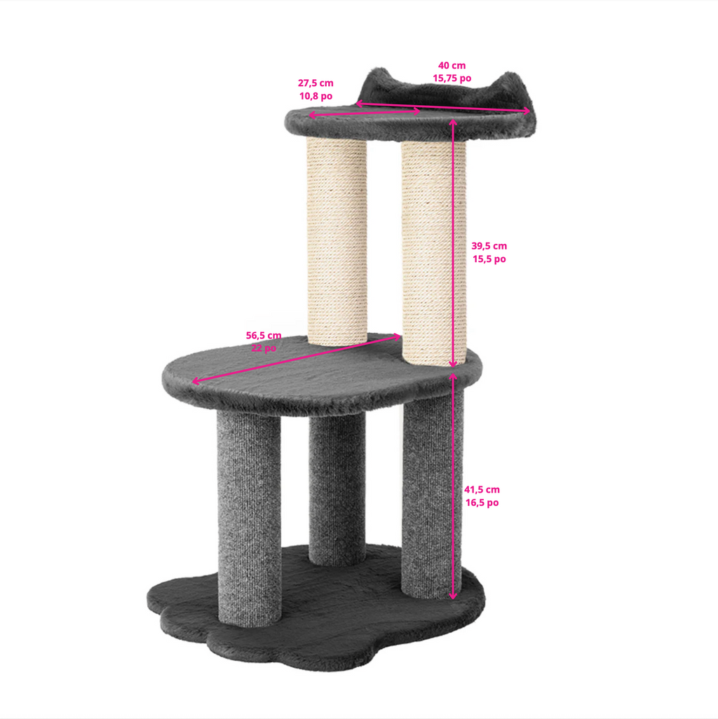 Relaxation - 2-Level Cat Tree - Grey Faux Fur