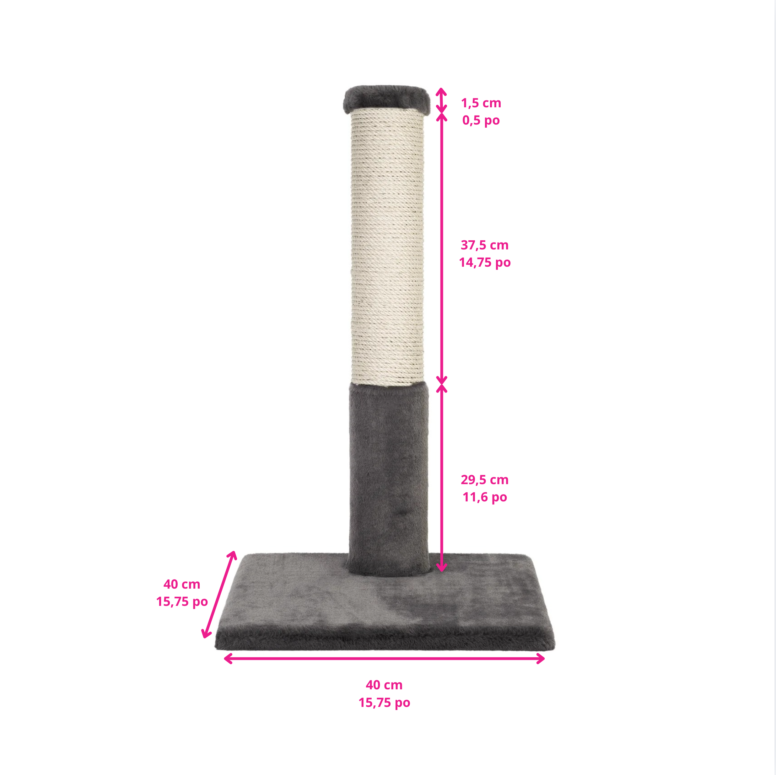 Noba Classic 28" Scratching Post - White Faux Fur