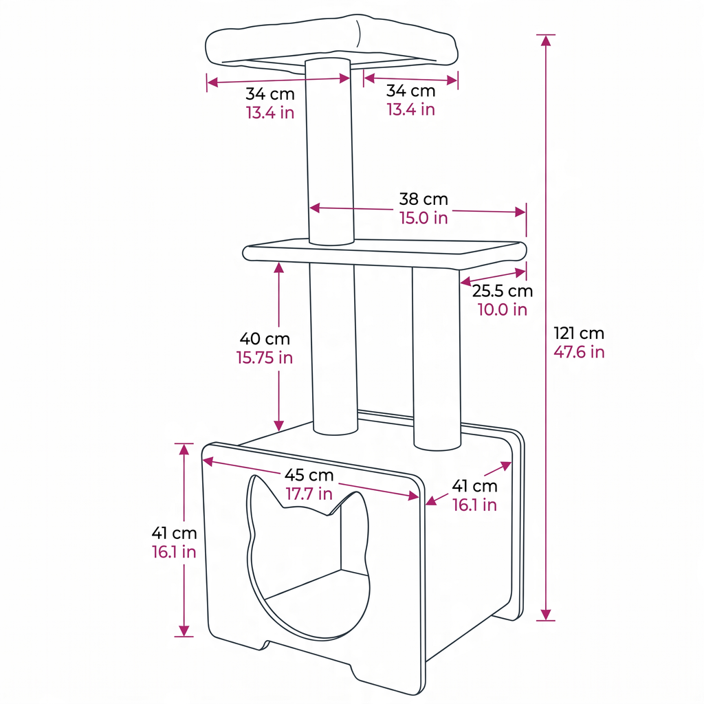 Hut Hideout - Deluxe 3-Level Cat Tree