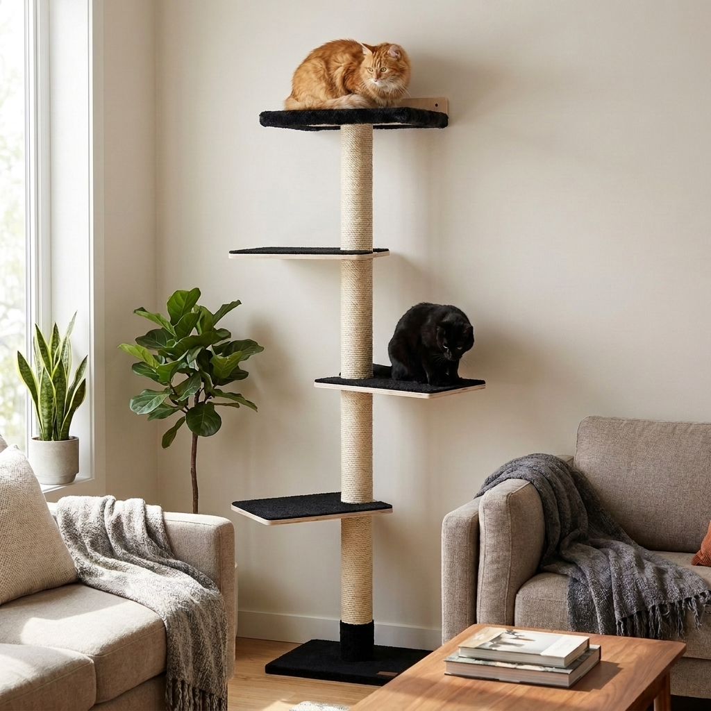 72 inches Wall Mounted Cat Tower - Perfect for small spaces