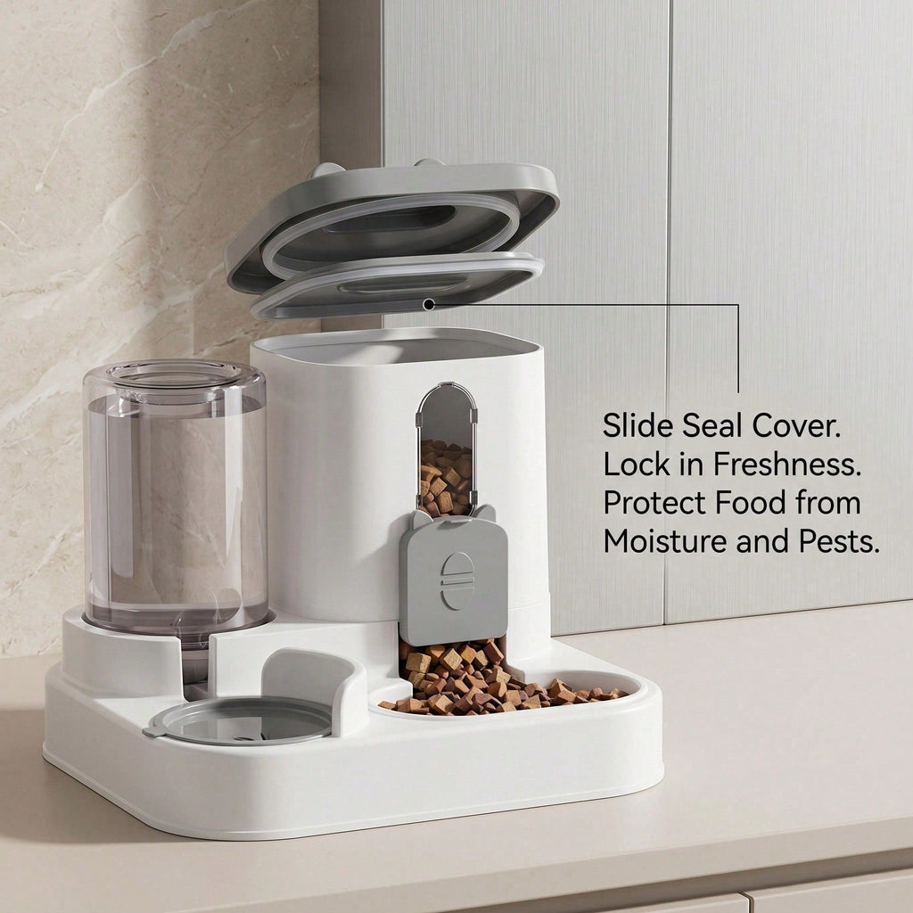 4 Colors Gravity Pet Feeder Water Dispenser Cute Cat Shaped Automatic Food Water Bowl Large Capacity Detachable Stable Anti Slip Base Feeding Supplies For Cats Puppies Small Animals Home Indoor Use